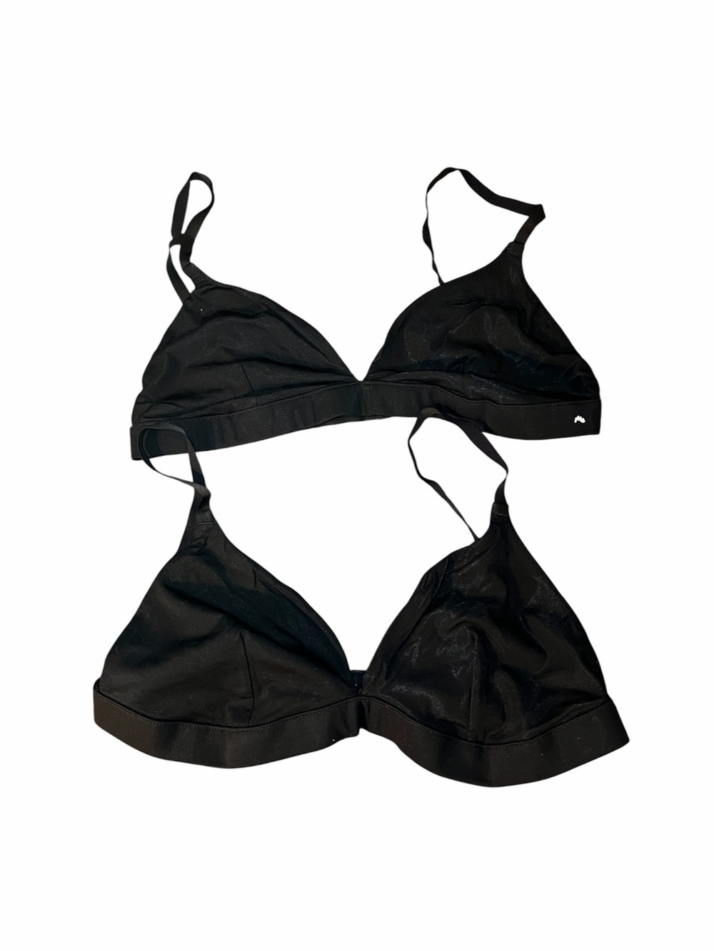 NWOT MeUndies Two black FellFree bralettes, soft cup, adjustable straps - M
